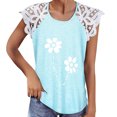 thumbnail image 2 of Blusa superior sexy de manga corta con retazos de encaje y cuello redondo de verano para mujer Fridja  zx1251, 2 of 8