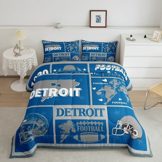 Erosebridal Modern Rugby Bedding Queen Comforter Set, Football Player Down Comforter, Ball Sports Decor, Reversible 3pcs