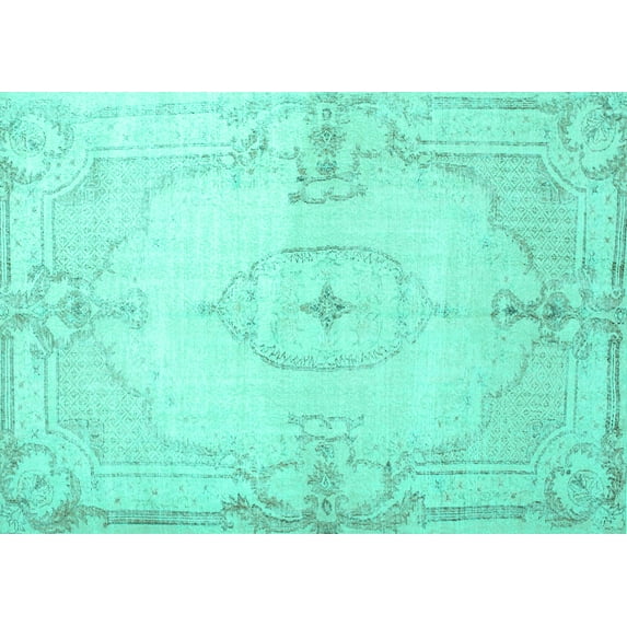 Ahgly Company Machine Washable Indoor Rectangle Persian Turquoise Blue Traditional Area Rugs, 5' x 7'