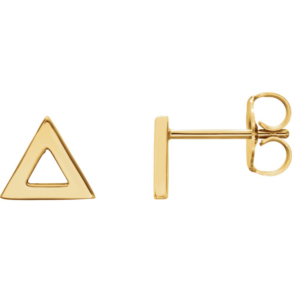 Diamond2Deal 14K Yellow Gold Triangle Stud Earrings for Womens