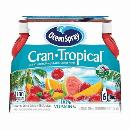 Pack of 1 Ocean Spray® Cran-Tropical™ Cranberry Tropical Juice Drinks, 10 Fl Oz Bottles, 6 Count (Pack of 1)