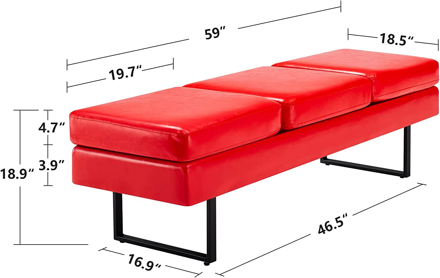 OmySalon Waiting Room Bench Seating Salon Reception Bench Office Chair Black Red White Walmart Business Supplies