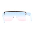 thumbnail image 2 of Oversize Rectangle Shield Flat Top Mob Sunglasses Blue Pink, 2 of 4