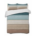 thumbnail image 2 of Quilts Twin Size, Teal Brown Soft Comforter Bedding Set for Bed, Farmhouse Vintage Abstract Wooden Grain Lightweight Quilted Bedspread with Pillow Cover(2 Pieces) for All Season, 68x86 Inch, 2 of 6