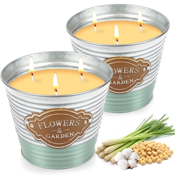 Giphtpoeet Citronella Candles Outdoor 2 Pack 3 Wick Soy Wax 30oz Large Lemongrass Candles Long Lasting Summer Outdoor