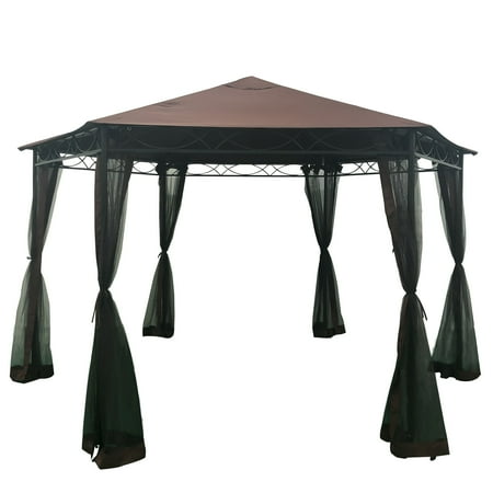 Christopher Knight Home Duke Outdoor 10' 5" by 10' 5" Water Resistant Fabric and Steel Gazebo by Brown