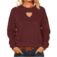 thumbnail image 2 of Cowsor Womens Hollow Heart Cutout Crewneck Sweatshirt Thin Lightweight Long Sleeve Loose Fit Solid Casual Spring Summer Pullover Tops, 2 of 8