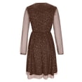 thumbnail image 5 of Hduncf Cocktail Dresses for Women,2026 Elegant V Neck Mesh Patchwork Long Sleeve Holiday Party Dress,Flowy Ruched Formal Dress Brown XL, 5 of 9