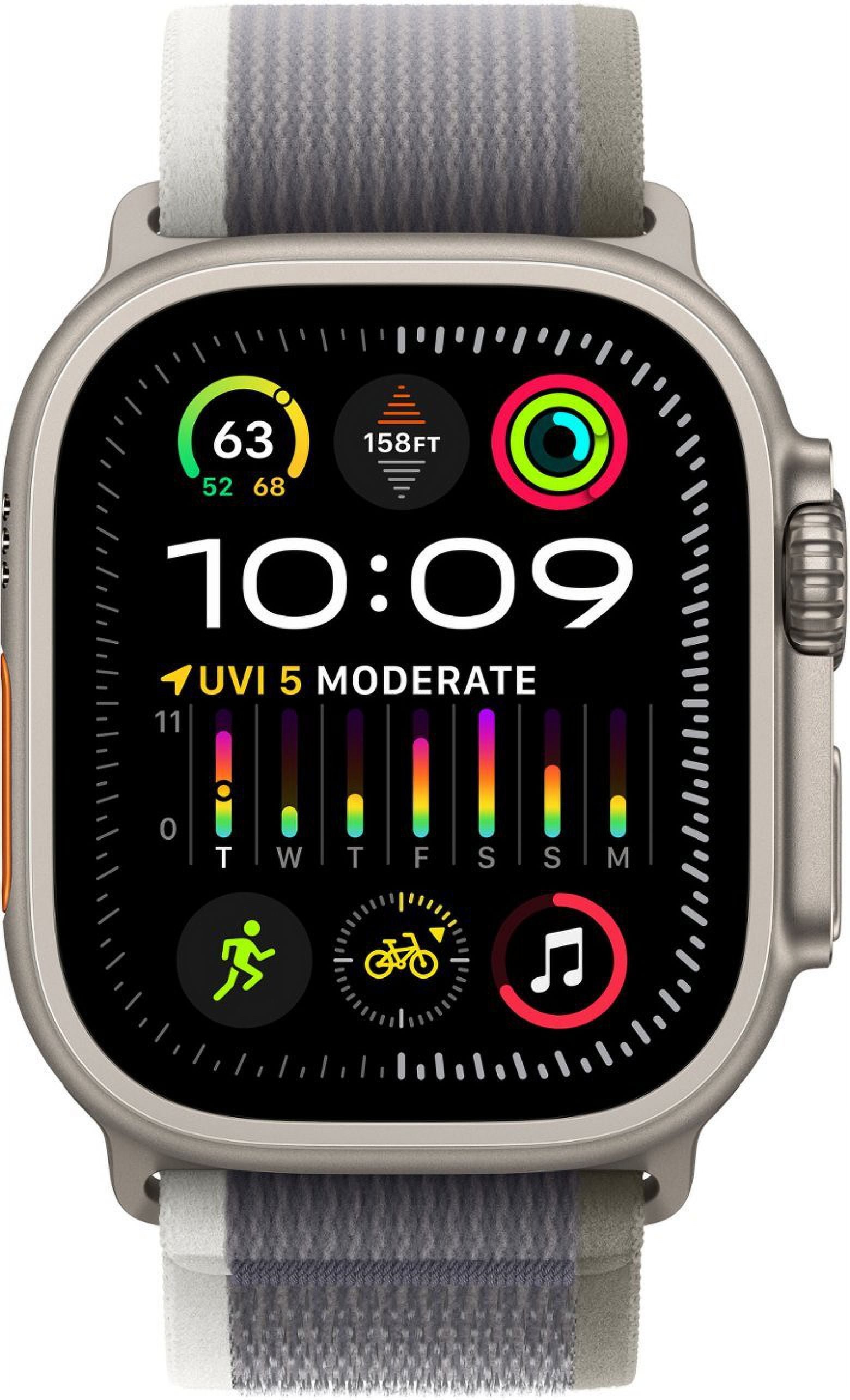 Restored Apple Watch Ultra 2 - GPS + Cellular - 49mm Titanium Case with Green/Gray Trail loop S/M (Refurbished)