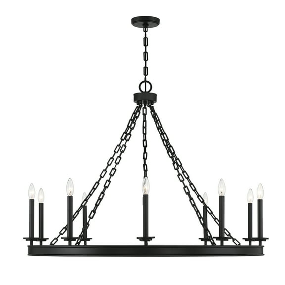 Matte Black Ten Light Chandelier from the Seville Collection