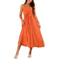 thumbnail image 2 of INSPIRE CHIC Women's Sleeveless Casual Midi Dress 2024 Tie Front Flowy Summer Sundress Orange L, 2 of 5