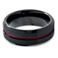thumbnail image 2 of P. Manoukian Tungsten Wedding Band Ring 10mm for Men Women Red Black Beveled Edge Brushed Polished Lifetime Guarantee Size 7.5, 2 of 4