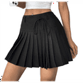thumbnail image 2 of Pleated Skirts for Women High Waisted Tennis Skirt Athletic Skorts with Pockets Shorts Workout Golf Skort Black Thin Belt XL, 2 of 9
