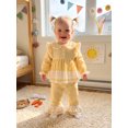 thumbnail image 5 of Loicainy Baby Toddler Girl Fall Outfits 6 12 18 24 Months 2T 3T 4T Plaid Print Long Sleeve Doll Collar Tops Flare Pants Clothes Set, 5 of 9