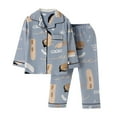 thumbnail image 2 of Wuxian Children'S Boys Clothes Sets Long Sleeve Sleep Wear Button Down Cartoon Print Blouse Top And Pants Home Wear Breathable Casual Two Piece Outfits,Blue,18-24 Months, 2 of 3