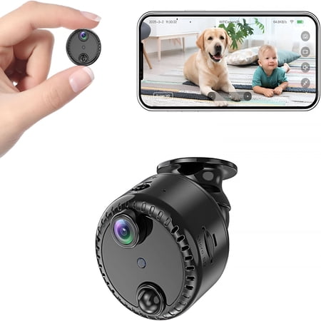 GJX 4K Mini Wifi Indoor Camera Wireless Nanny Cam with Night Vision,Ai Motion Detection,Long Battery Life,Cloud & Sd Storage