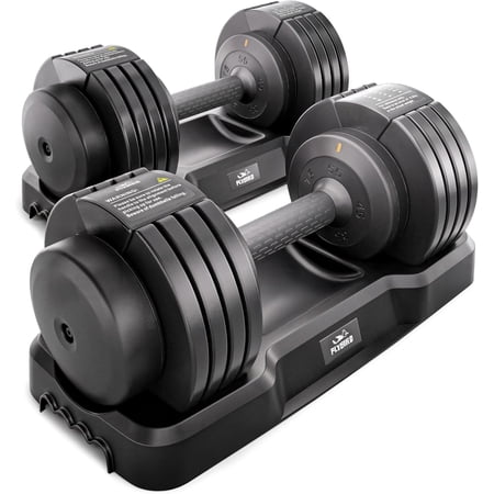 FLYBIRD Adjustable Dumbbell, 55LB/110LB Single Dumbbell for Home Gym Exercise & Fitness, 5-IN-1 Fast Adjustable Weights with Anti-Slip Handle (2 Weight Option)