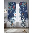 thumbnail image 2 of Christmas Snowman Sheer Curtains 84 inches Long, Classic Winter Christmas Tree Deep Blue Light Filtering Sheer Window Curtains Rod Pocket Voile Drapes for Bedroom Living Room, 2 Panels 52"W x 84"L, 2 of 7