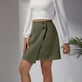thumbnail image 6 of Annhoo Summer Skirts for Women Button down High Waist Asymmetrical Wrap Mini Skirt Casual Front Slit Skirt, 6 of 6