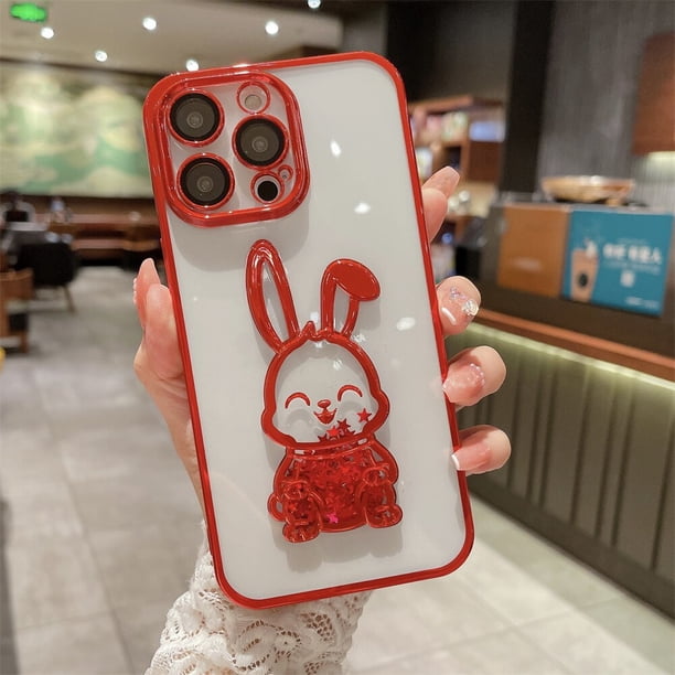 Funda de teléfono de arena movediza de oso de dibujos animados para iPhone 11, 12, 13, 14 Pro, Xs Max, 7, 8, 14 Plus, XR, X, película protectora de lente, cubierta transparente a prueba de golpes Fivean unisex