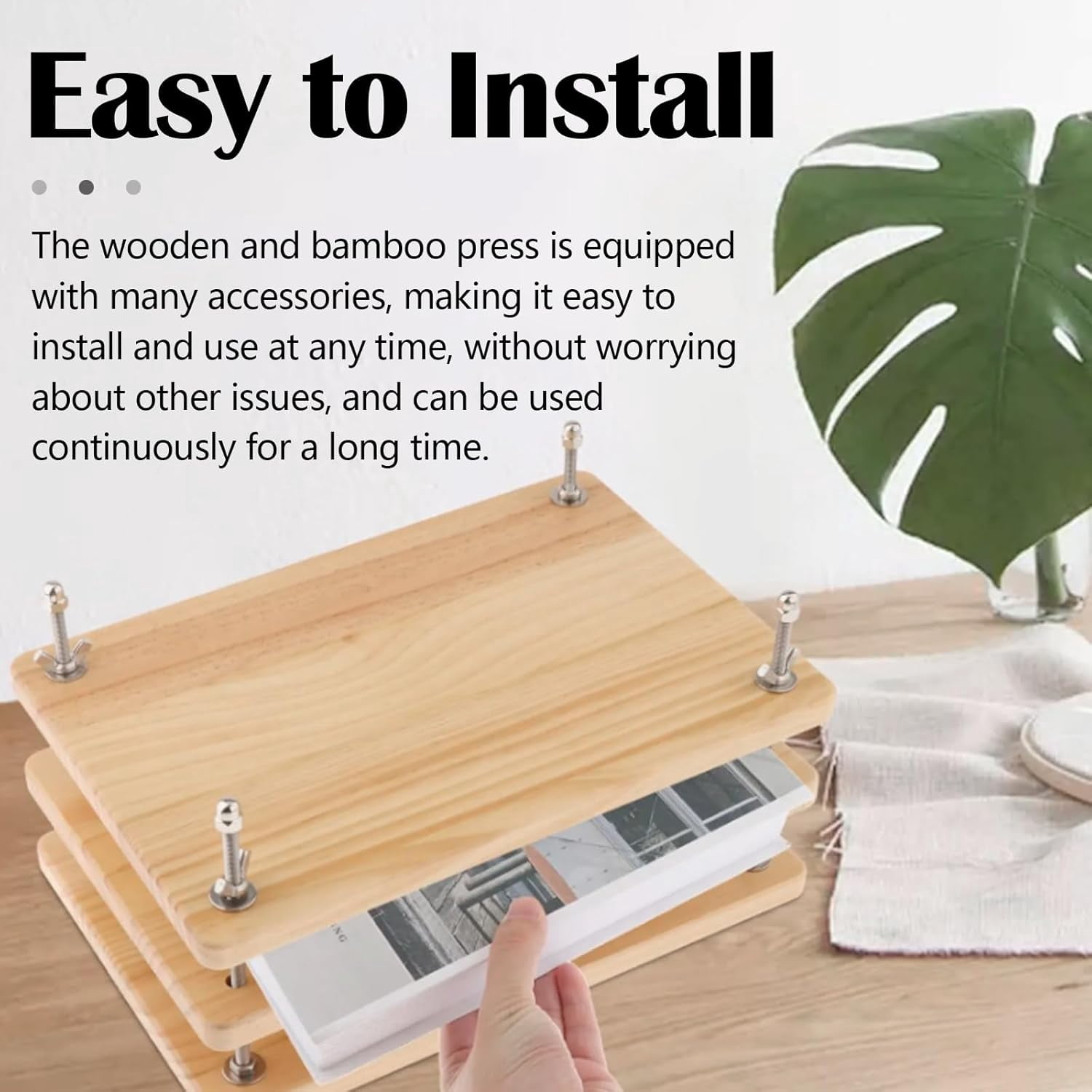 3Press Boards Wooden Book Press, 30 x 20 cm Book Press, Multifunctional Manual Sturdy Bookbinding Tool, Practical Bookbinding Accessories, DIY Bookbinding Labels, Wood Shape Factor