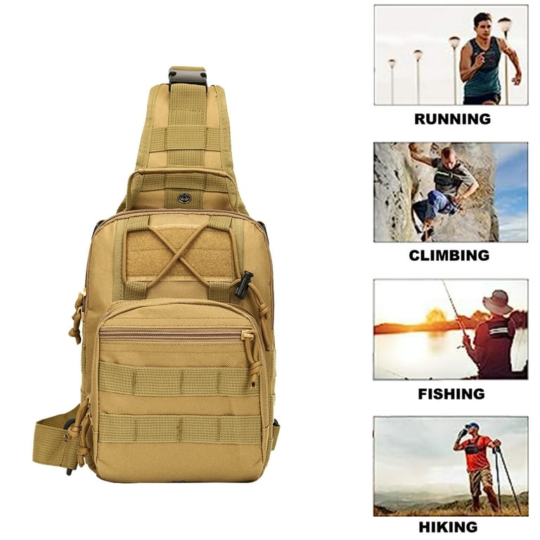 backpack hiking camping shoulder bag Tactical shoulder bag, suitable for travel, hiking, camping, and small  outdoor backpacks-Khaki