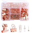 thumbnail image 1 of Juego de accesorios de papelería mixtos de oro rosa, 500 piezas, papelería de oficina, soporte para clips de papel, juego de papelería de oficina, clips de papel para el hogar, la escuela y la oficin TUNC Sencillez, 1 of 5