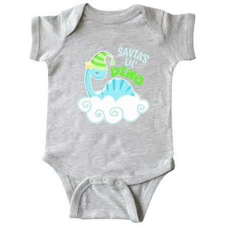 

Inktastic Savta s Lil Dino with Cute Blue Baby Dinosaur Gift Baby Boy or Baby Girl Bodysuit