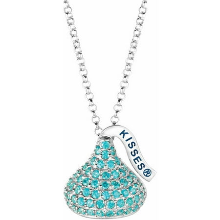 Hershey's Kisses Women's CZ Sterling Silver Medium Flat Back December Pendant, 16 with 2 Extension