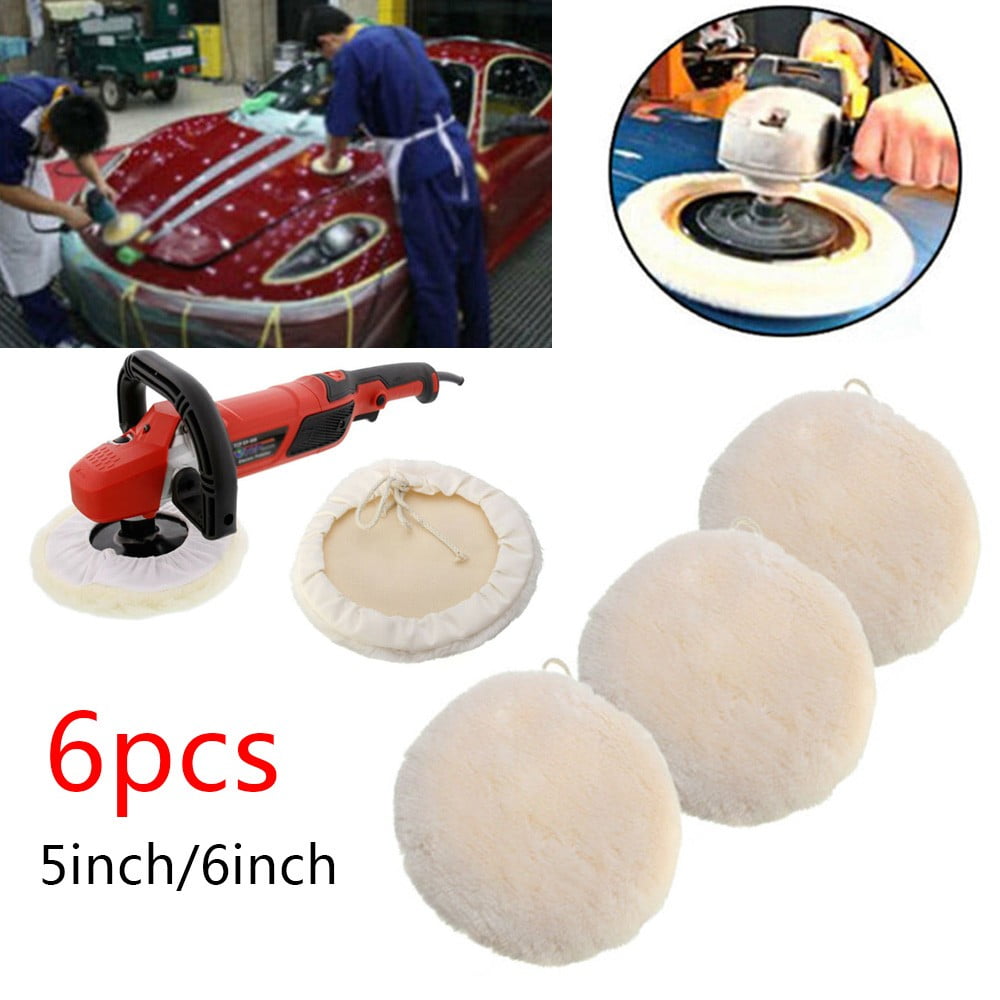6Pcs 5inch/6inch Car Wool Bonnet Buffing Wheel Pad Buffer Polishing Polisher