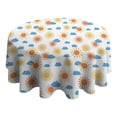 thumbnail image 4 of White Sun Cloud Pattern Round Tablecloth 60"x60",Wrinkle Wipeable Table Cloth for Kitchen Dining Room Picnic Patio Party, 4 of 6