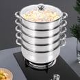 thumbnail image 4 of 5-tier High-quality Material stainless steel steamer Silver Round for Dumplings, Vegetables and Fish, 4 of 20