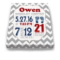 thumbnail image 2 of Personalized Canvas Birth Announcement Nursery Decor Gift, Footprint Design, Custom Name, Date, Weight & Length, Unique Boys & Girls Baby Shower Wall Art Presents, Color Gray # 10, Size - 24X30, 2 of 5