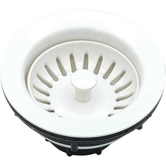 Avalon Basket Strainer 4 Inch ABS Plastic Kitchen Sink Drain with Removable Strainer Assembly and Rubber Stopper