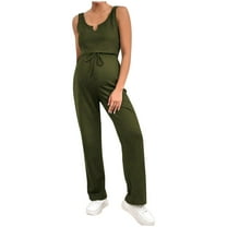 Taqqpue Women's Waffle Maternity 2 Piece Outfits Set Tank Top Sleeveless V Neck Crop Loose Tee Shirt and Pants Pregnancy Lounge Set