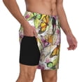 thumbnail image 2 of Yiaed Butterflies2 Print Mens Swim Trunks Bathing Suit Compression Liner Beach Swim Shorts Swimwear Quick Dry Zipper Pocket No-Chafing Board Short-, 2 of 6