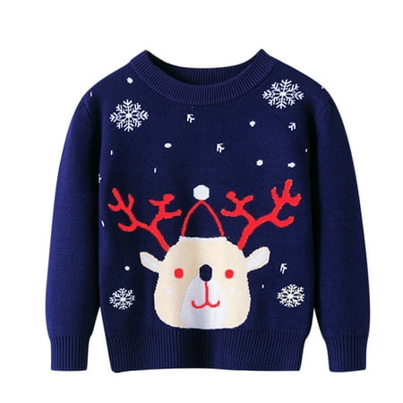 

TIREOW Warm Pullover for Kid s Toddler Boys Girls Autumn and Winter Christmas Cartoon Sweater Long Sleeve Warm Knitted Pullover Knitwear Xmas Tops Daily Athleisure Pullover