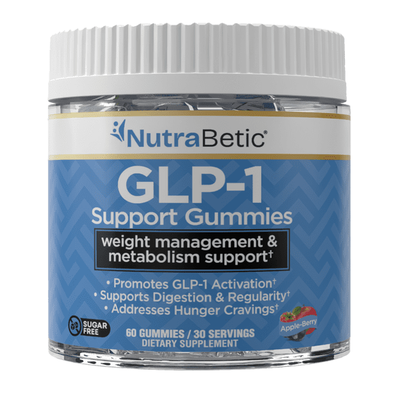 NutraBetic GLP-1 Support Gummies, GLP-1 Activation, Metabolism & Sugar Support, Dietary Supplement, Apple Berry, 60 Count