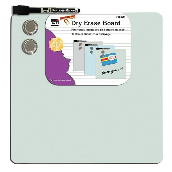 Charles Leonard Magnetic Dry Erase Board with Marker & Magnets, Unframed, 11.5" x 11.5", Pack of 6