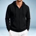 thumbnail image 6 of Qwertyu Zip Up Hoodie Men Long Sleeve Fleece Hooded Cardigan with Pocket Lightweight Loose Fit Athletic Jackets Black S, 6 of 6