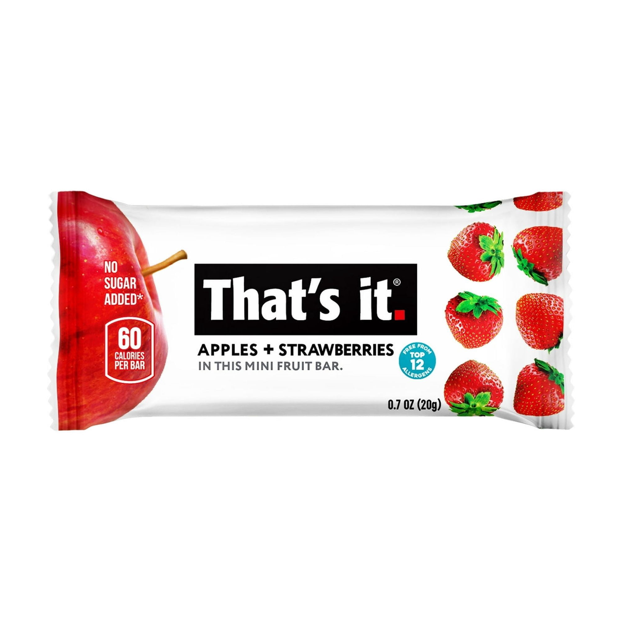 That's it. Gluten-Free Soft & Chewy Apple + Strawberry Ready-to-Eat Fruit Bars, 0.7oz, 8 Count Shelf Stable Box ( 2 Box )
