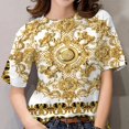 thumbnail image 1 of Camisetas de manga corta para mujer, Tops 3D, camisas barrocas de lujo, ropa de diseñador, camiseta informal de gran tamaño con cuello redondo, 1 of 4