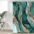 thumbnail image 4 of Green Marble Shower Curtain Set ，Waterproof Fabric Shower Curtains Abstract Art Watercolor Crystal Watermark Shower Curtains for Bathroom,Bathroom Decor 54x"78", 4 of 6