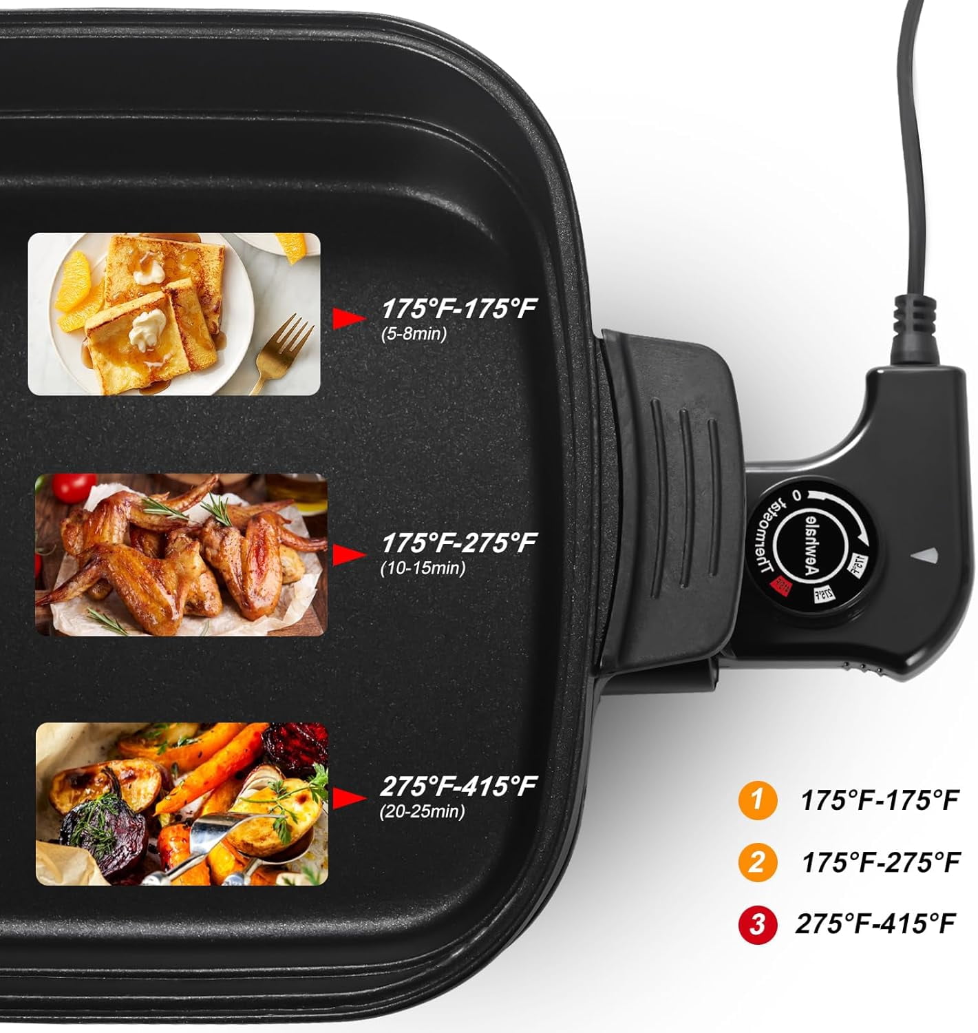 2-in-1 Electric Grill with Non-Stick Plate, Smokeless Griddle Skillet for Indoor Cooking