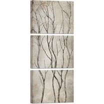 Hieng Rustic Tree Branches Canvas Wall Art Vintage Beige Brown Tree Painting Picture Vertical Artwork for Farmhouse Bedroom Bathroom Decorations