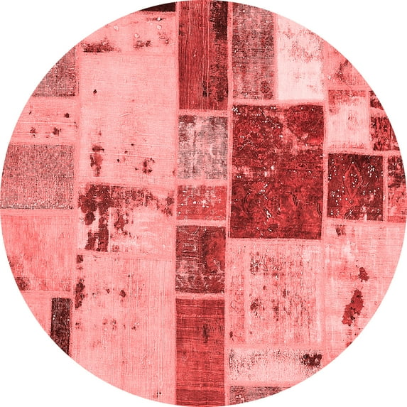 Ahgly Company Indoor Round Patchwork Red Transitional Area Rugs, 5' Round
