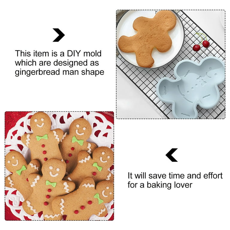 2 PCS Gingerbread Man Shape Cake Mold, 6'' Silicone Christmas Baking  Supplies