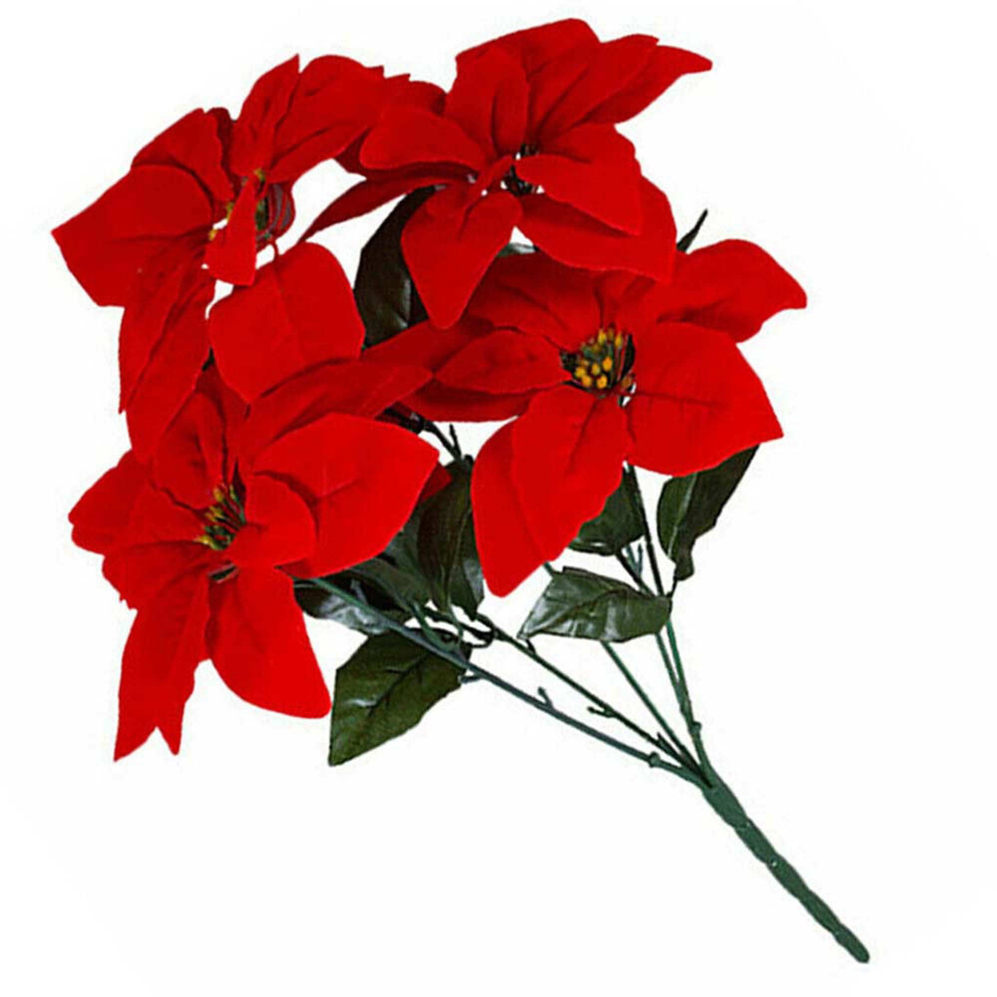 Artificial Poinsettia Bouquet Bunches Bush Christmas Fake Flower Glittered  Nice