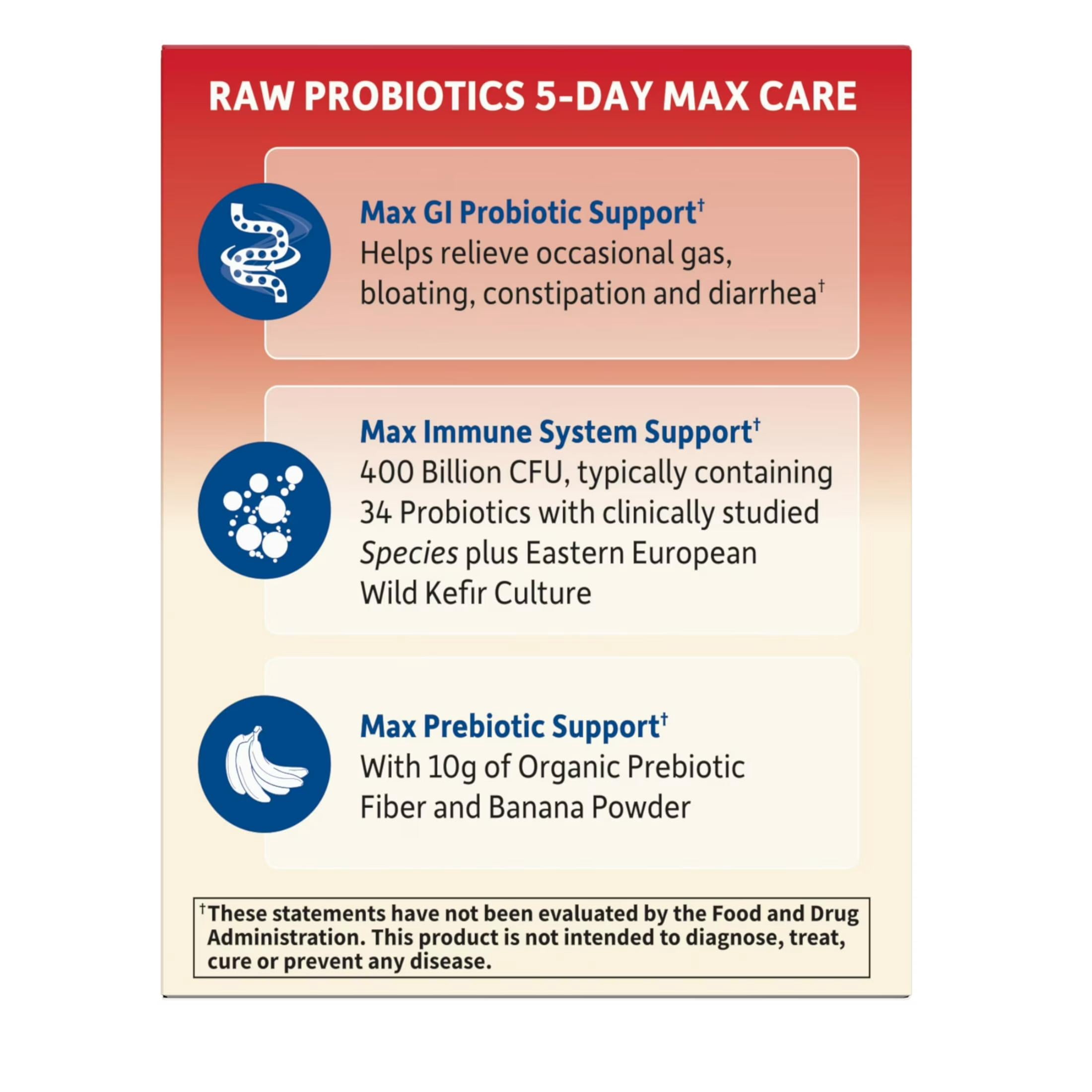 Garden of Life Organic Probiotic Powder for Women and Men - Raw Probiotics 5-Day Max Care 400 Billion CFU - 5-Day Support for Digestive and Immune Health - 2.4 oz Powder