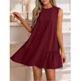 thumbnail image 5 of Womens Cute Dress A-Line Round Neck Dress Sleeveless Wine Red XL, 5 of 7